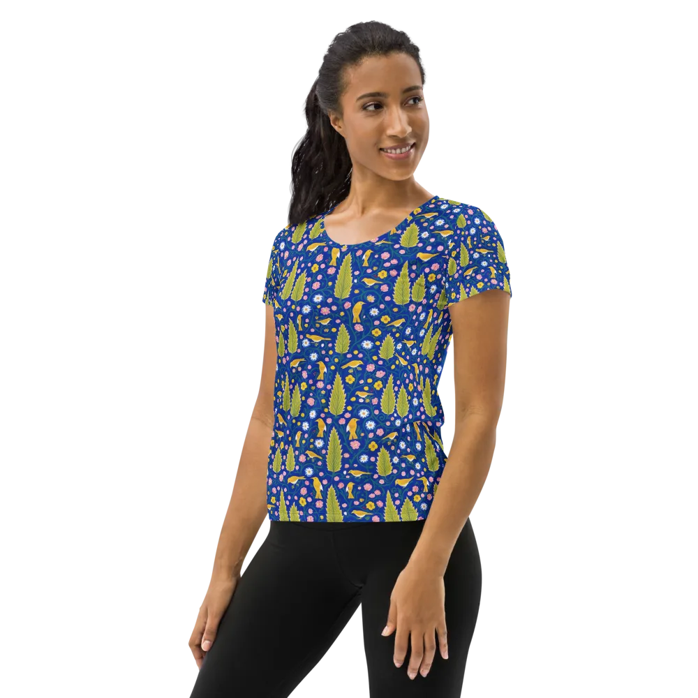 Golden Garden Flight on Women's Athletic T-Shirt — Left