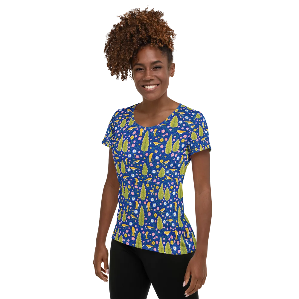 Golden Garden Flight on Women's Athletic T-Shirt — Left