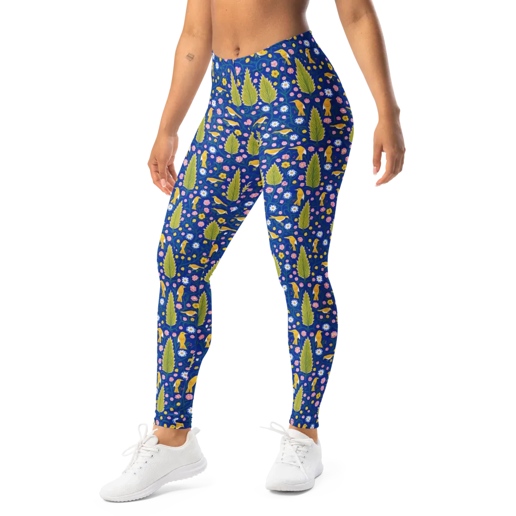 Golden Garden Flight on Leggings — Left Front