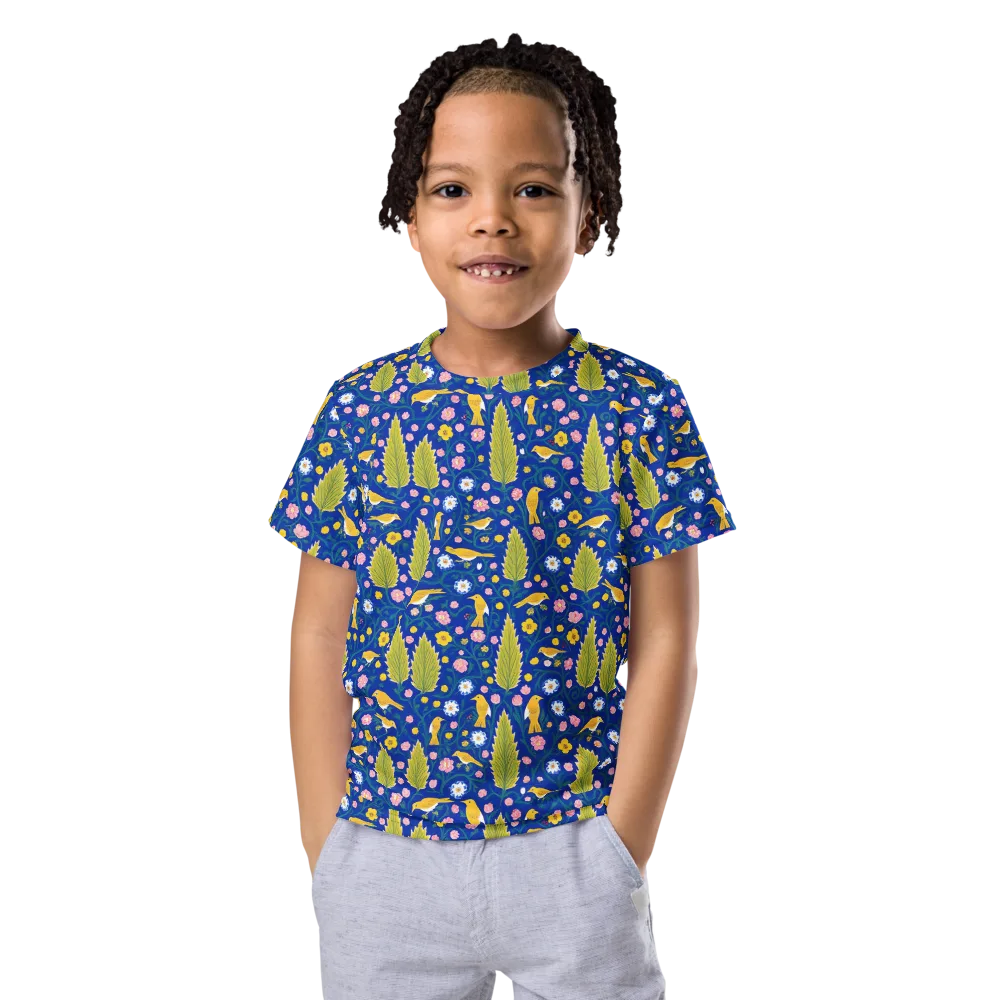 Golden Garden Flight on Kids Crew Neck T-Shirt — Front