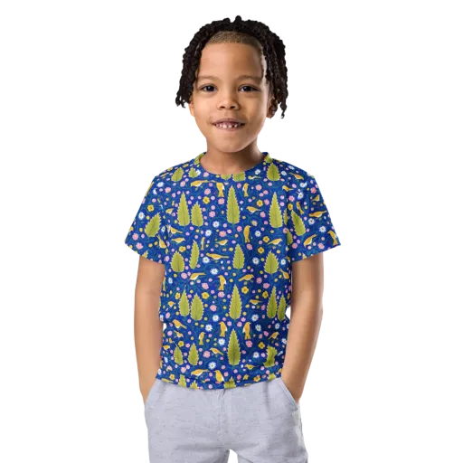 Golden Garden Flight on a Kids Crew Neck T-Shirt