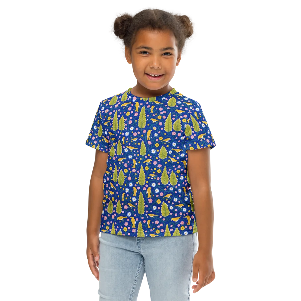 Golden Garden Flight on Kids Crew Neck T-Shirt — Front