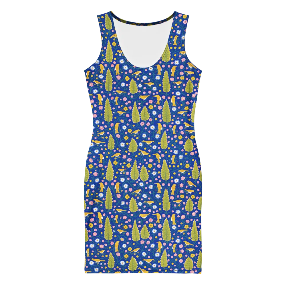 Golden Garden Flight on Bodycon Dress — Front