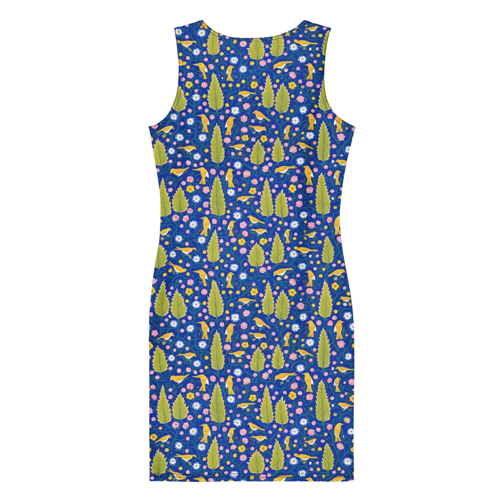 Golden Garden Flight on Bodycon Dress — Back