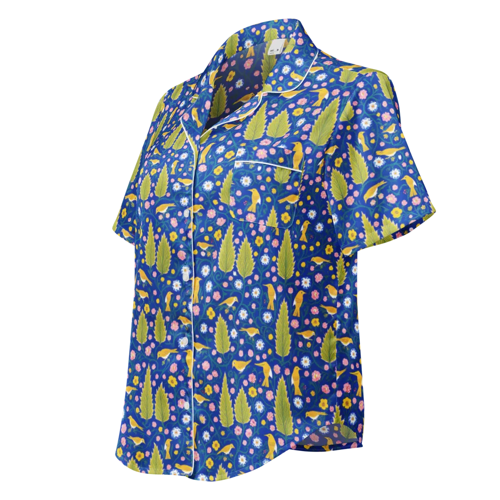 Golden Garden Flight on Women's Short Sleeve Pajama Top — Left Front