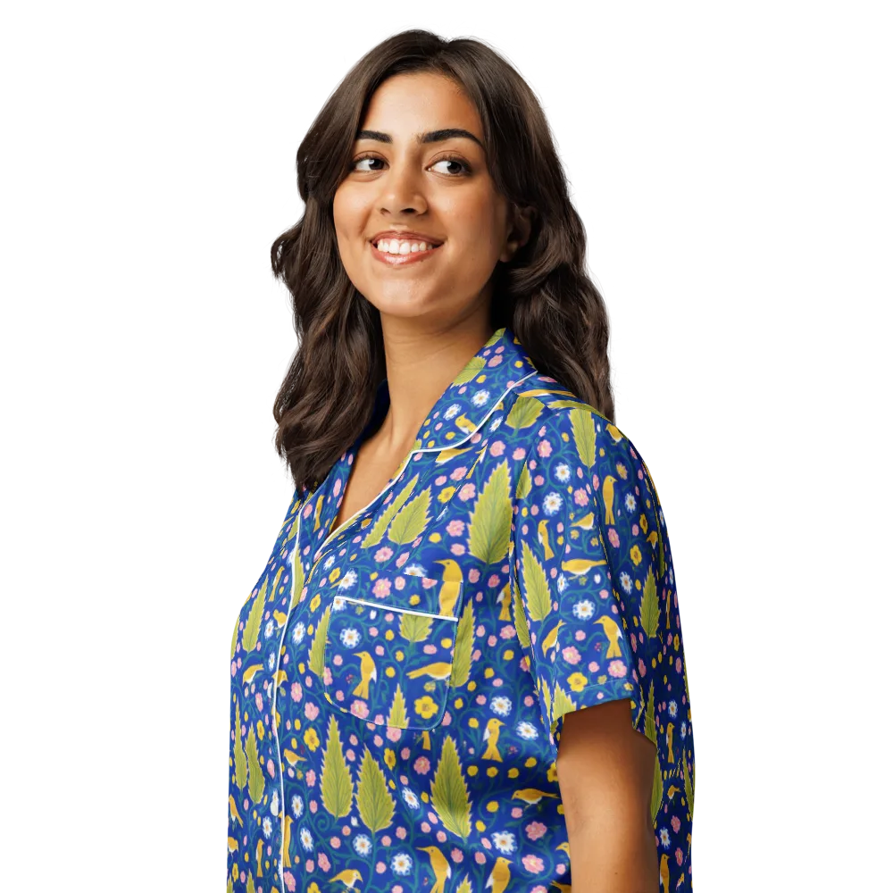 Golden Garden Flight on Women's Short Sleeve Pajama Top — Left Front