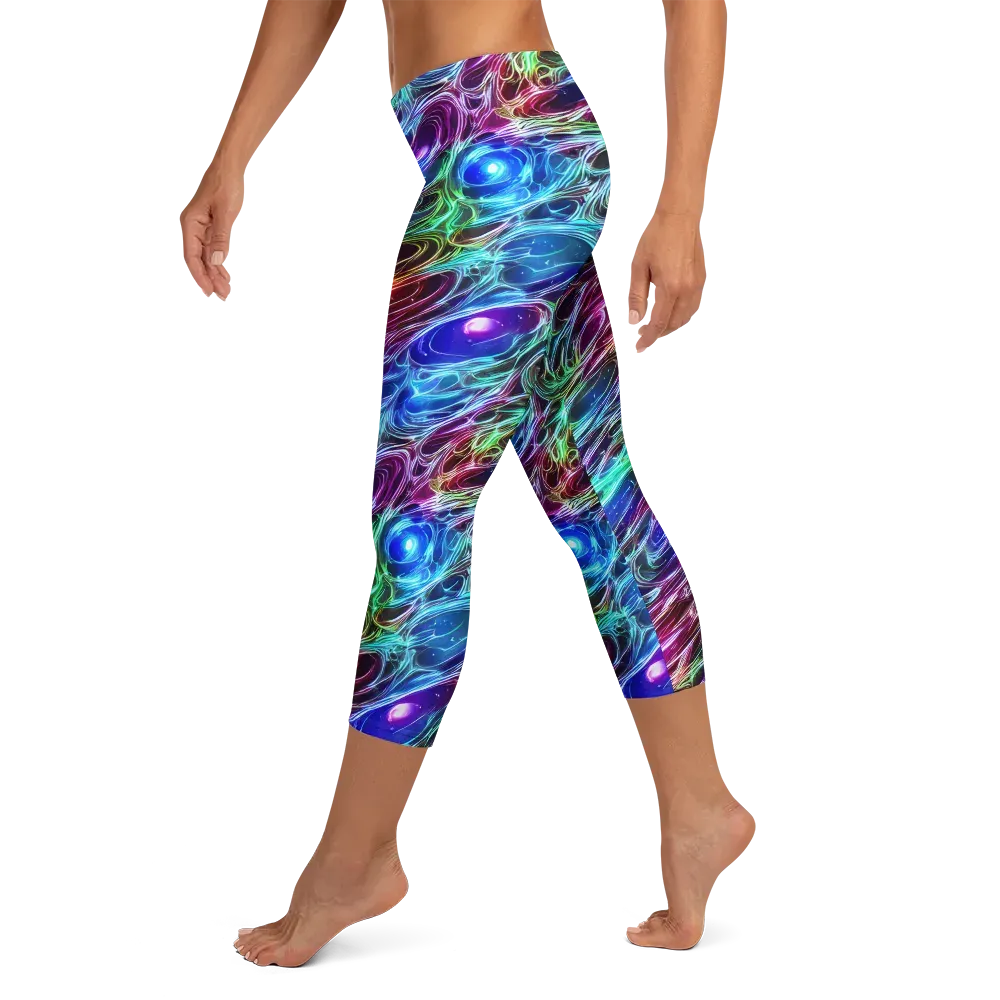 Electric Tides on Capri Leggings — Left