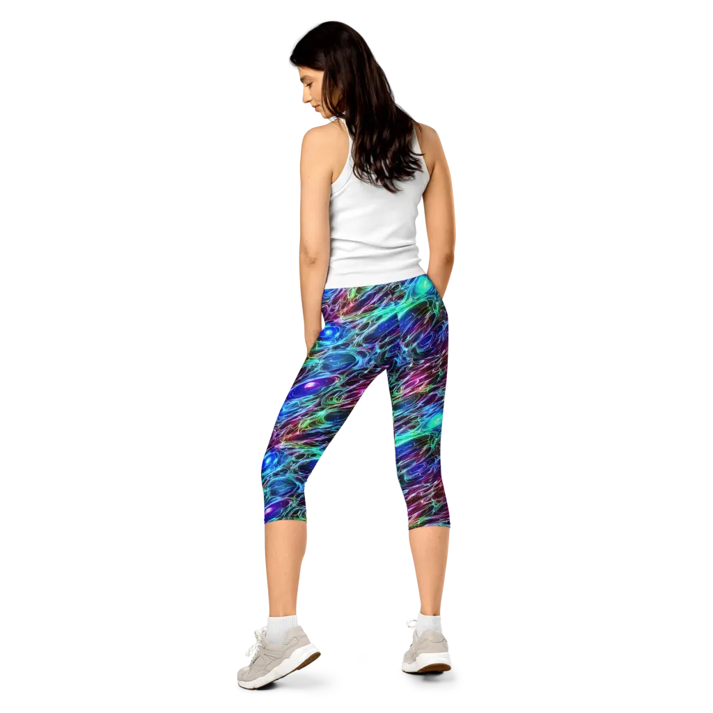 Electric Tides on Capri Leggings — Back