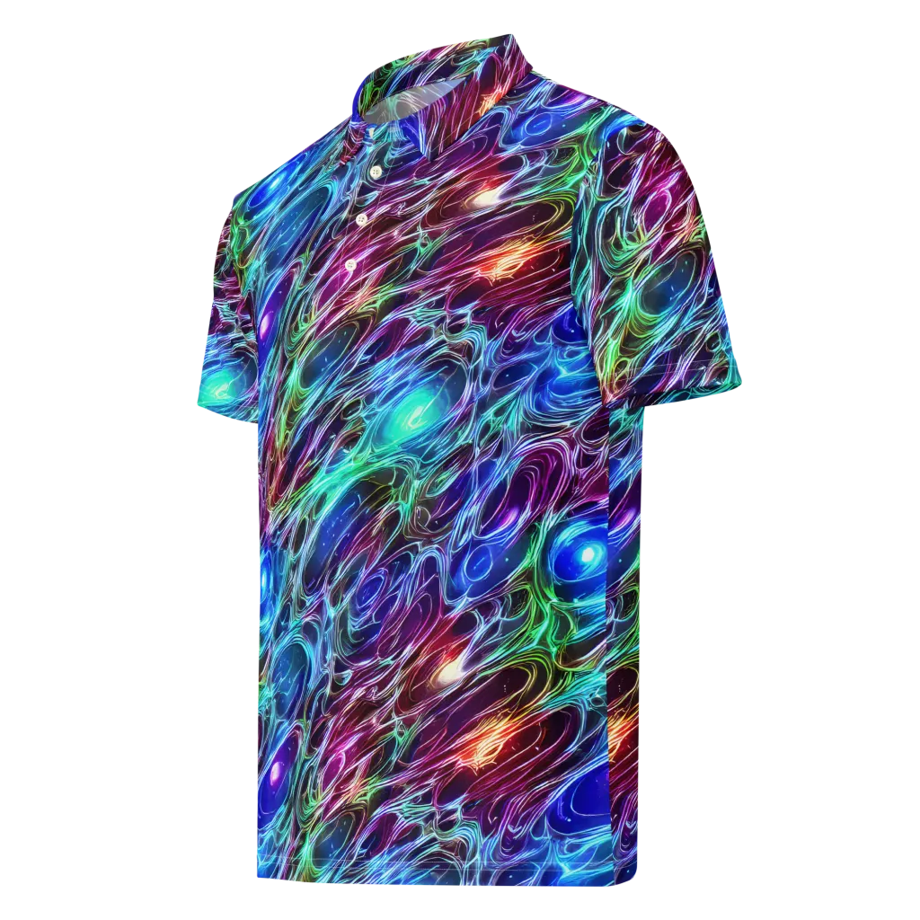 Electric Tides on Men's Slim Fit Polo Shirt — Left Front