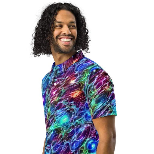Electric Tides on a Men's Slim Fit Polo Shirt