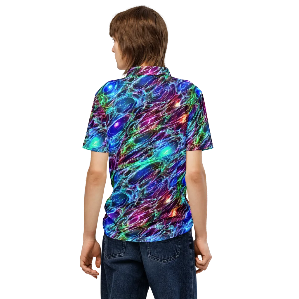 Electric Tides on Men's Slim Fit Polo Shirt — Back