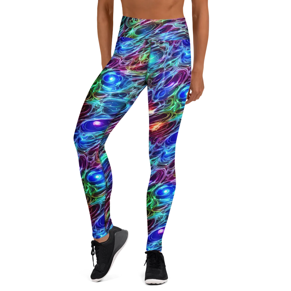 Electric Tides on Yoga Leggings — Front
