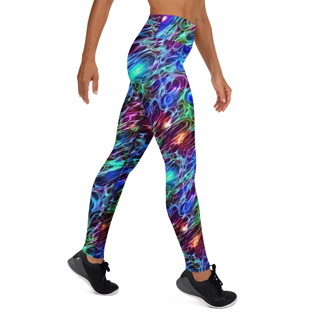 Electric Tides on Yoga Leggings — Right