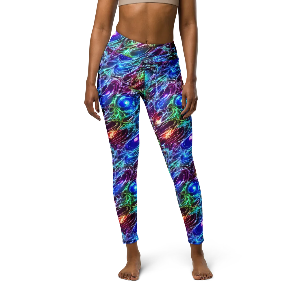 Electric Tides on Yoga Leggings — Front