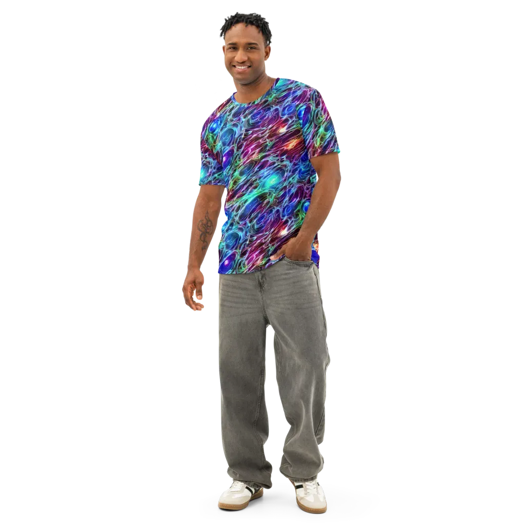 Electric Tides on Men's Cotton Crew Neck T-Shirt — Front