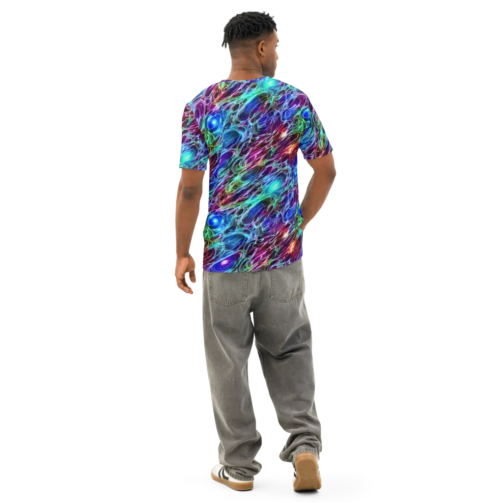 Electric Tides on Men's Cotton Crew Neck T-Shirt — Back