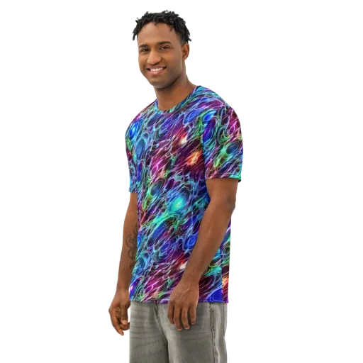 Electric Tides on a Men's Cotton Crew Neck T-Shirt
