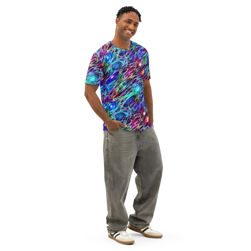 Electric Tides on Men's Cotton Crew Neck T-Shirt — Right Front