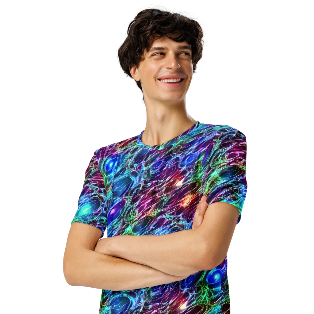 Electric Tides on Men's Crew Neck T-Shirt — Left Front