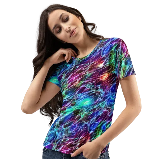 Electric Tides on a Women's Crew Neck T-Shirt