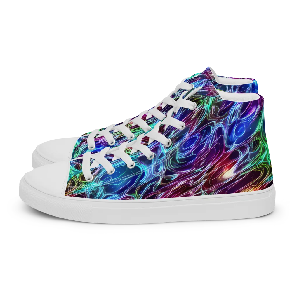 Electric Tides on Women's High Top Canvas Shoes — Left