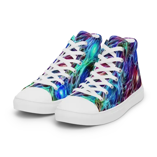 Electric Tides on a Women's High Top Canvas Shoes