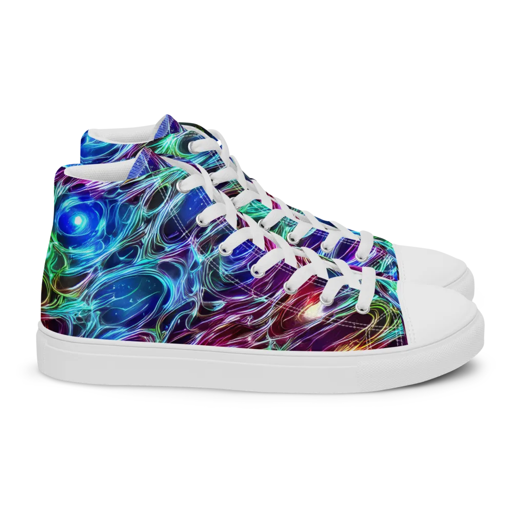 Electric Tides on Women's High Top Canvas Shoes — Right