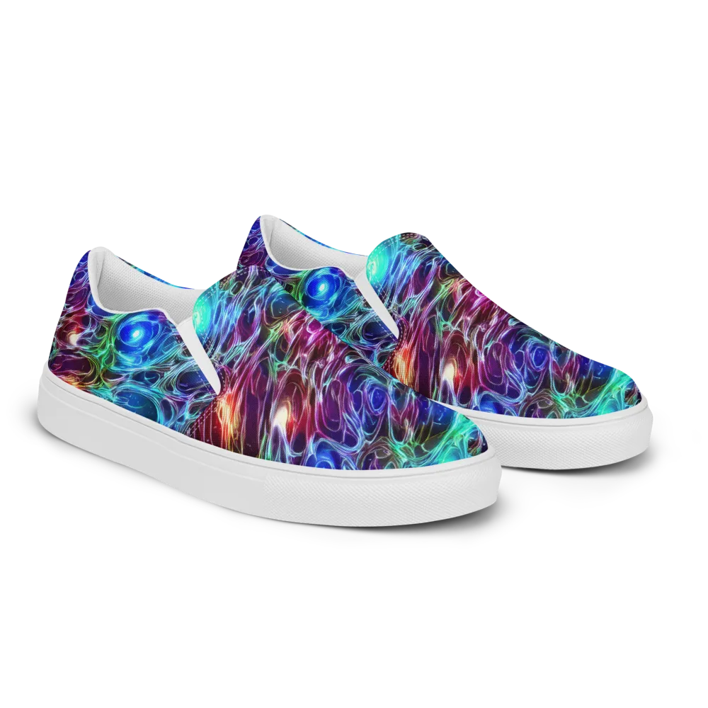 Electric Tides on Men's Slip-On Canvas Shoes — Right Front