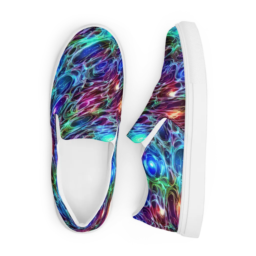 Electric Tides on Men's Slip-On Canvas Shoes — Front