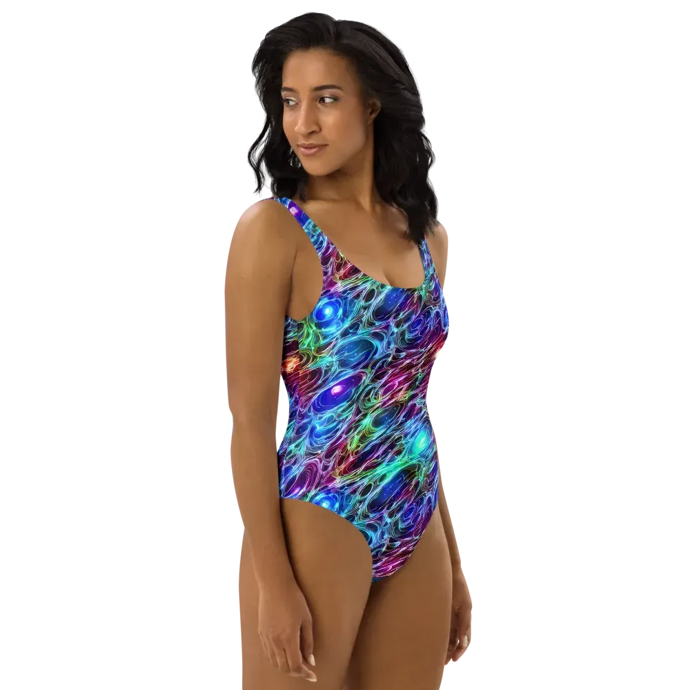 Electric Tides on One-Piece Swimsuit — Right