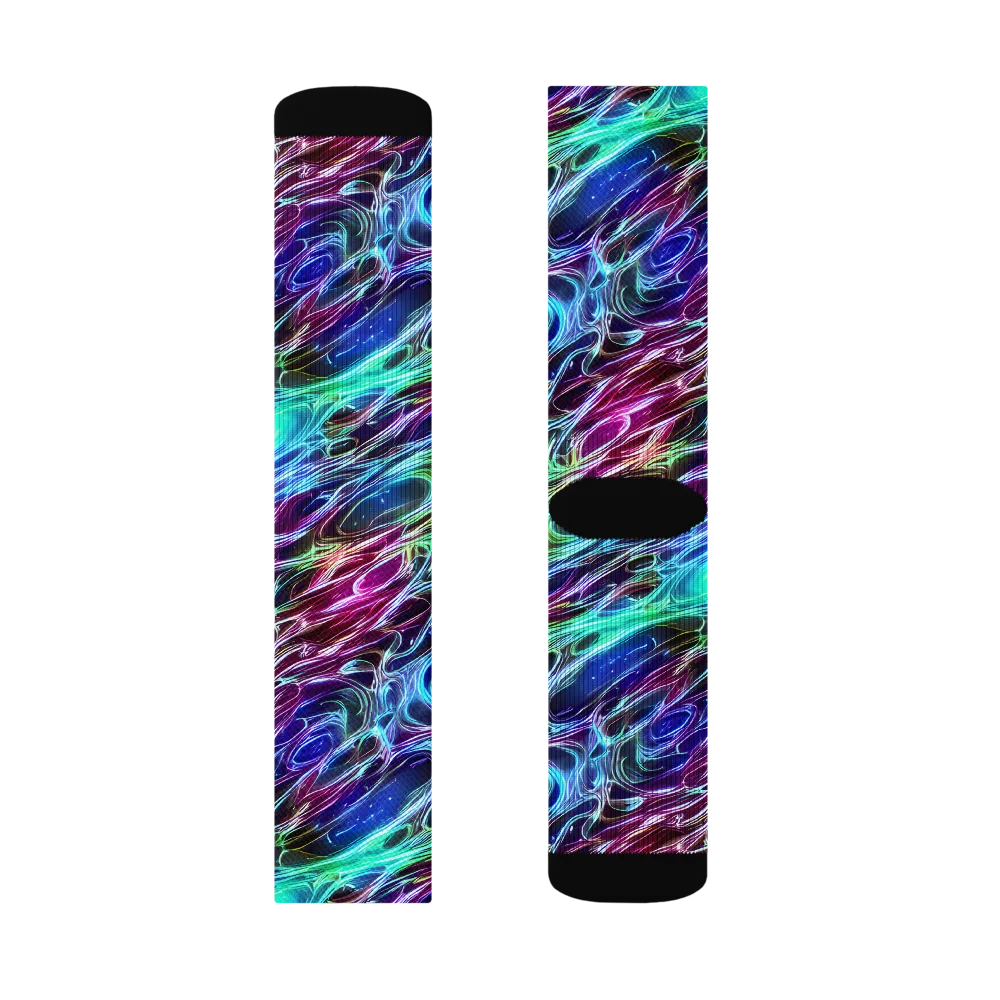 Electric Tides on Socks — Right Sock