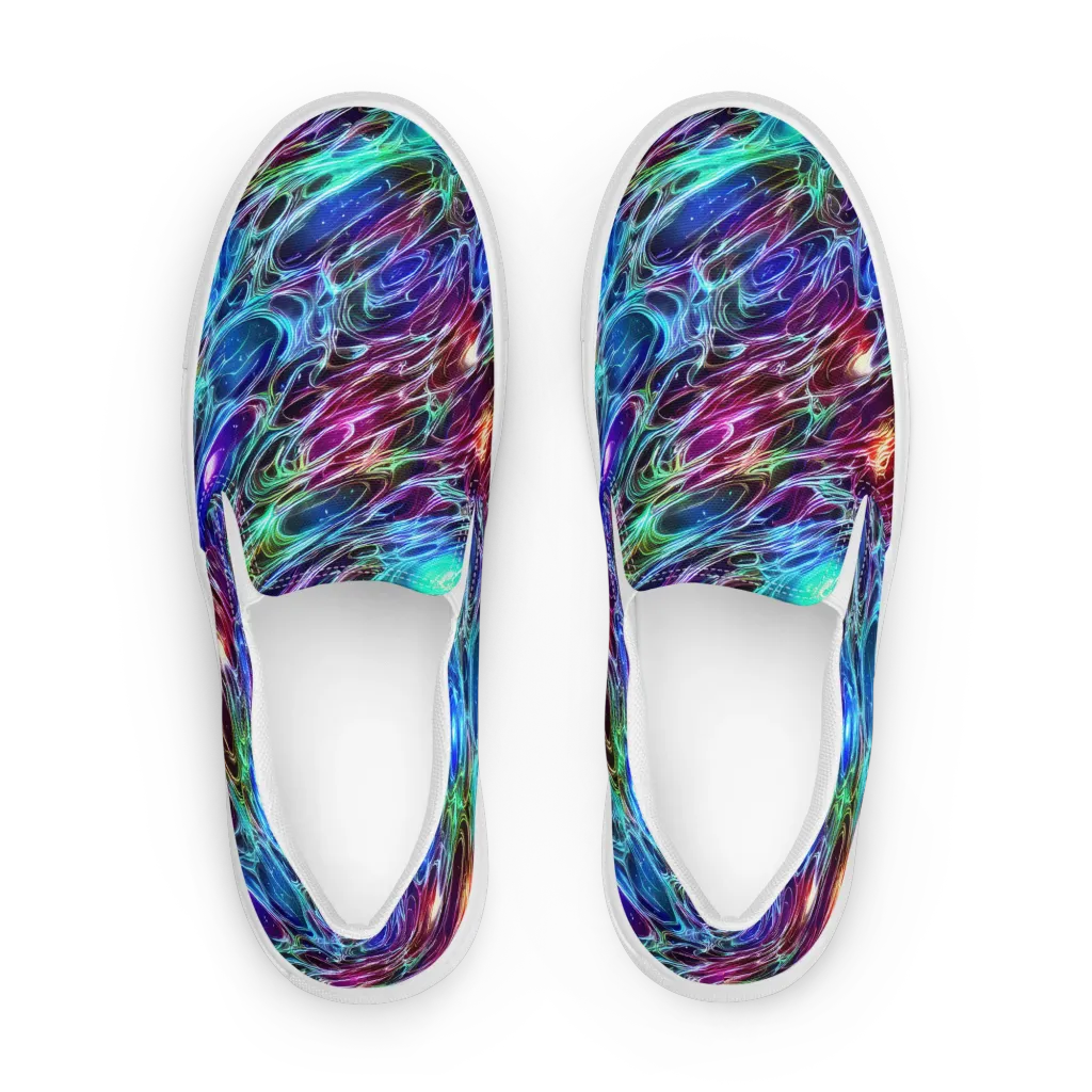 Electric Tides on Women's Slip-On Canvas Shoes — Front