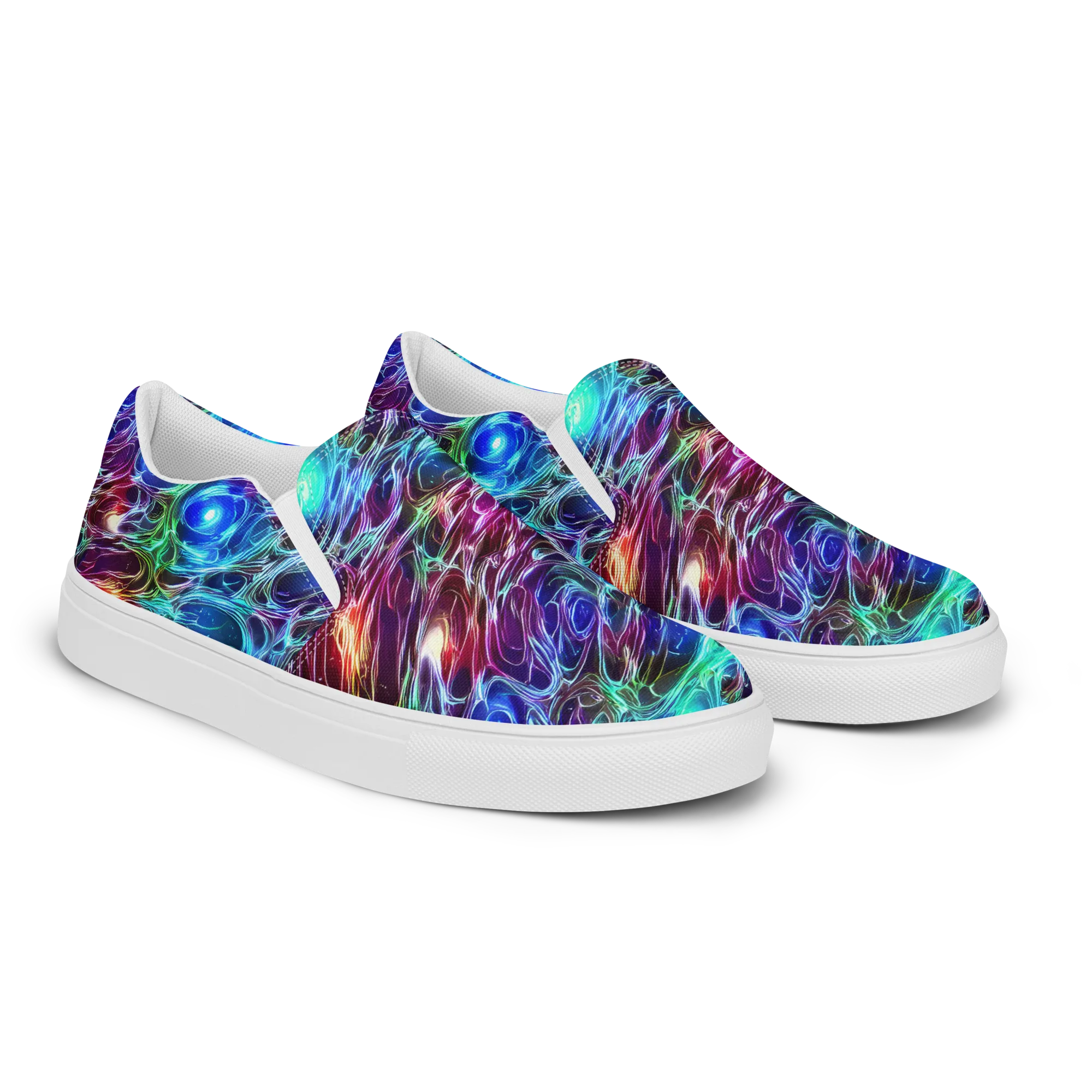 Electric Tides on Women's Slip-On Canvas Shoes — Right Front