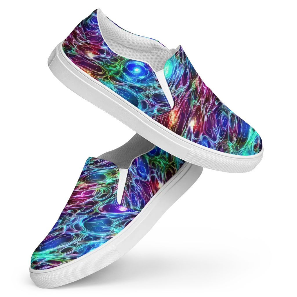 Electric Tides on Women's Slip-On Canvas Shoes — Front