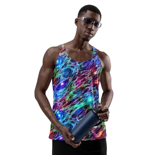 Electric Tides on a Men's Tank Top