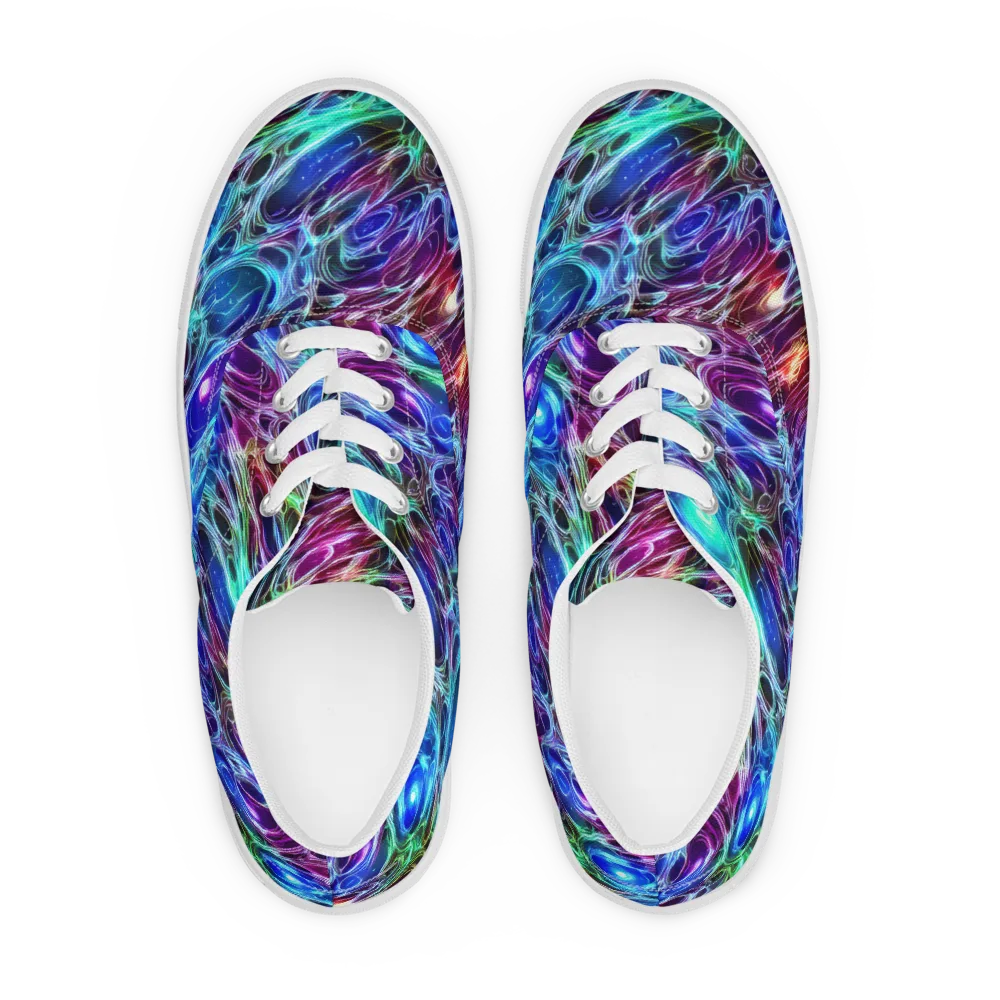 Electric Tides on Men's Lace-Up Canvas Shoes — Front