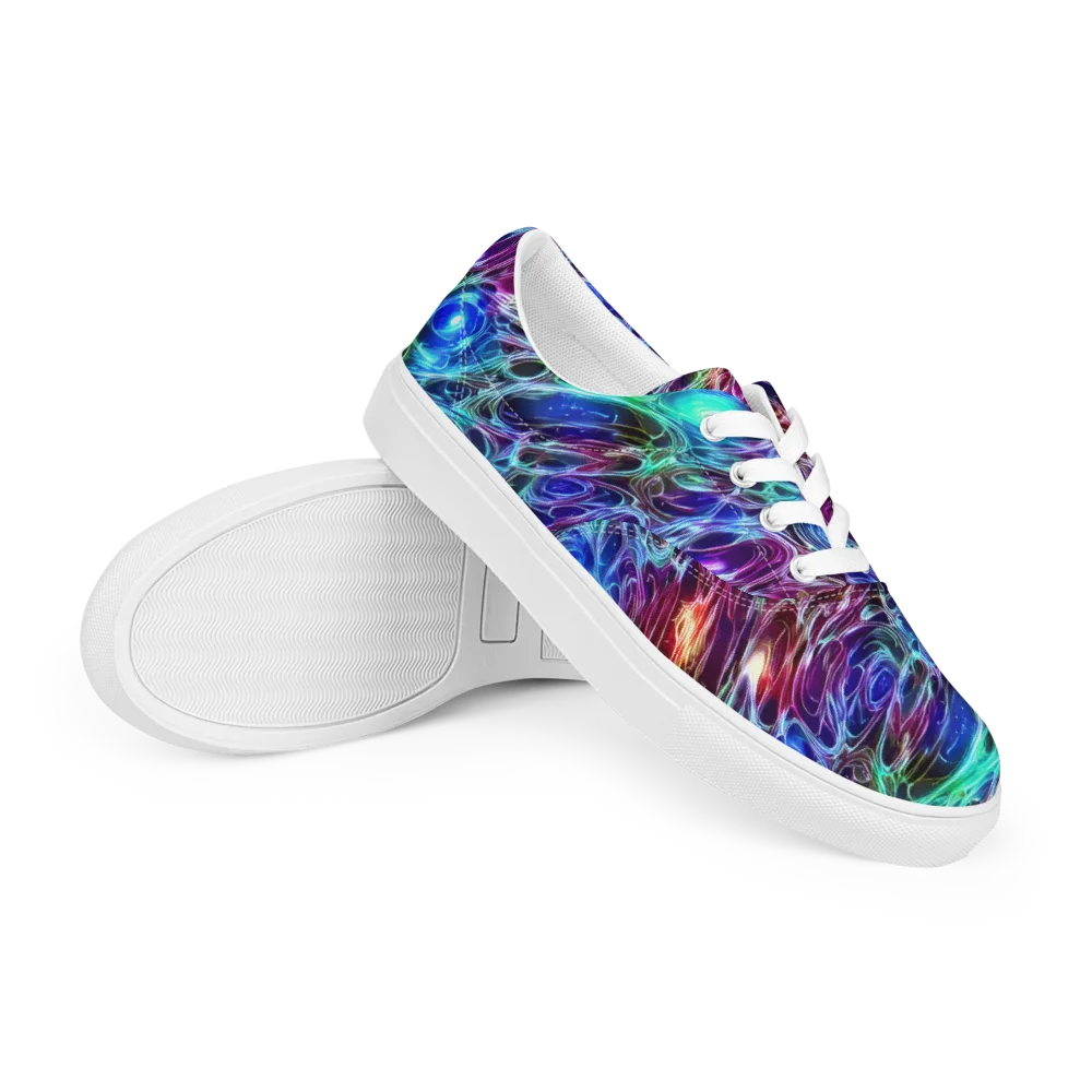 Electric Tides on Men's Lace-Up Canvas Shoes — Right Front