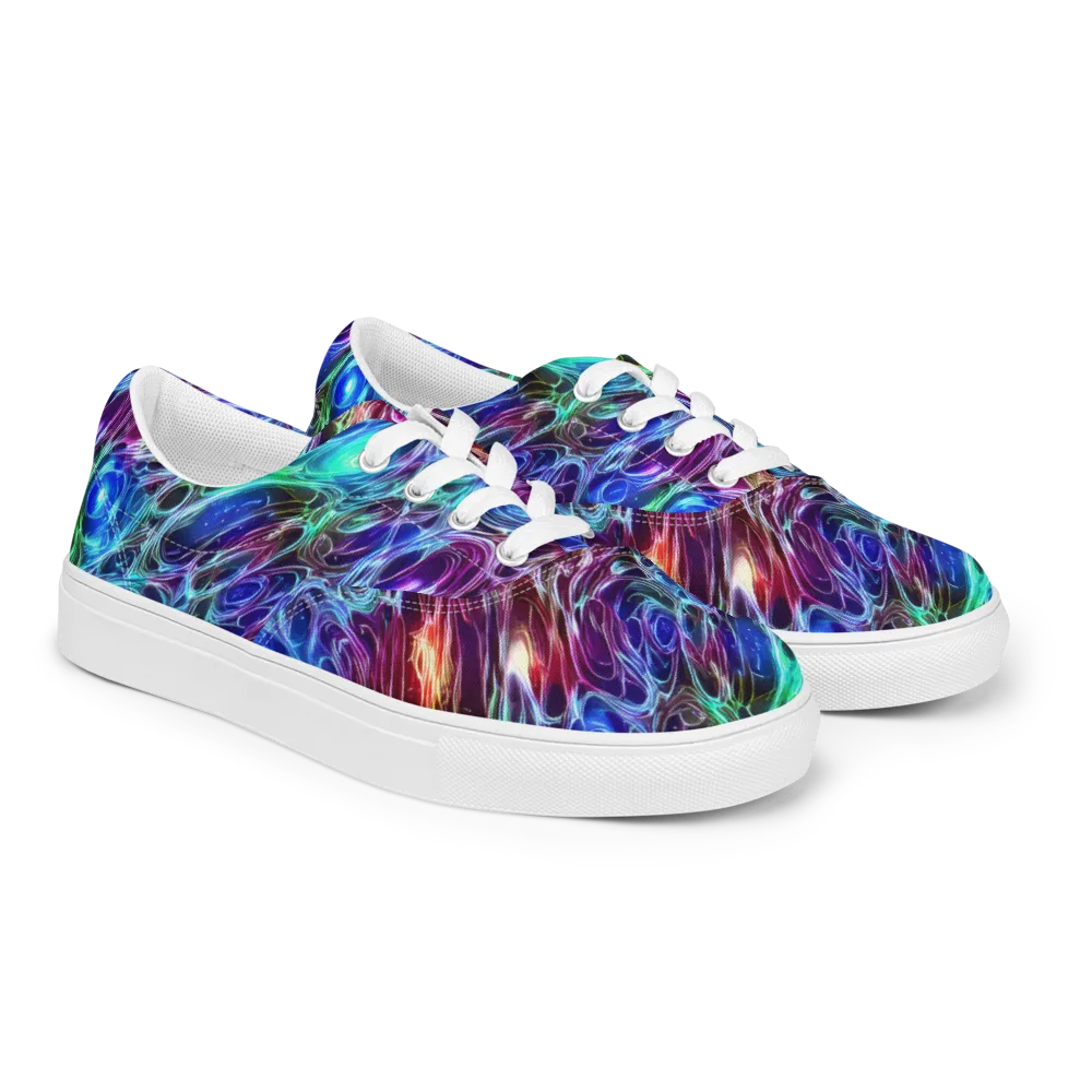 Electric Tides on Men's Lace-Up Canvas Shoes — Right Front