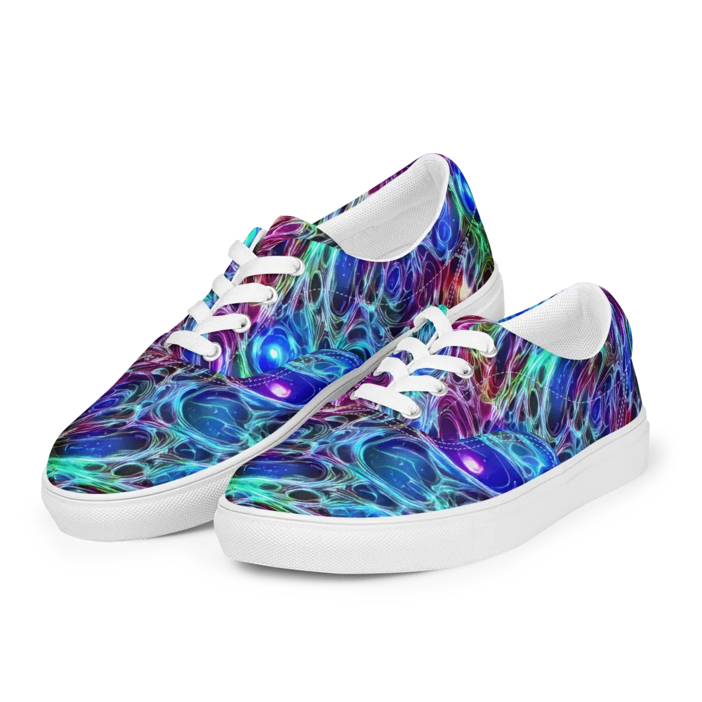 Electric Tides on Men's Lace-Up Canvas Shoes — Left Front