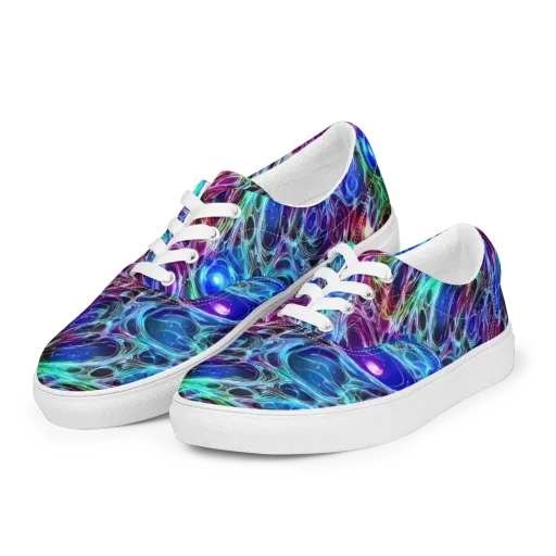 Electric Tides on a Men's Lace-Up Canvas Shoes