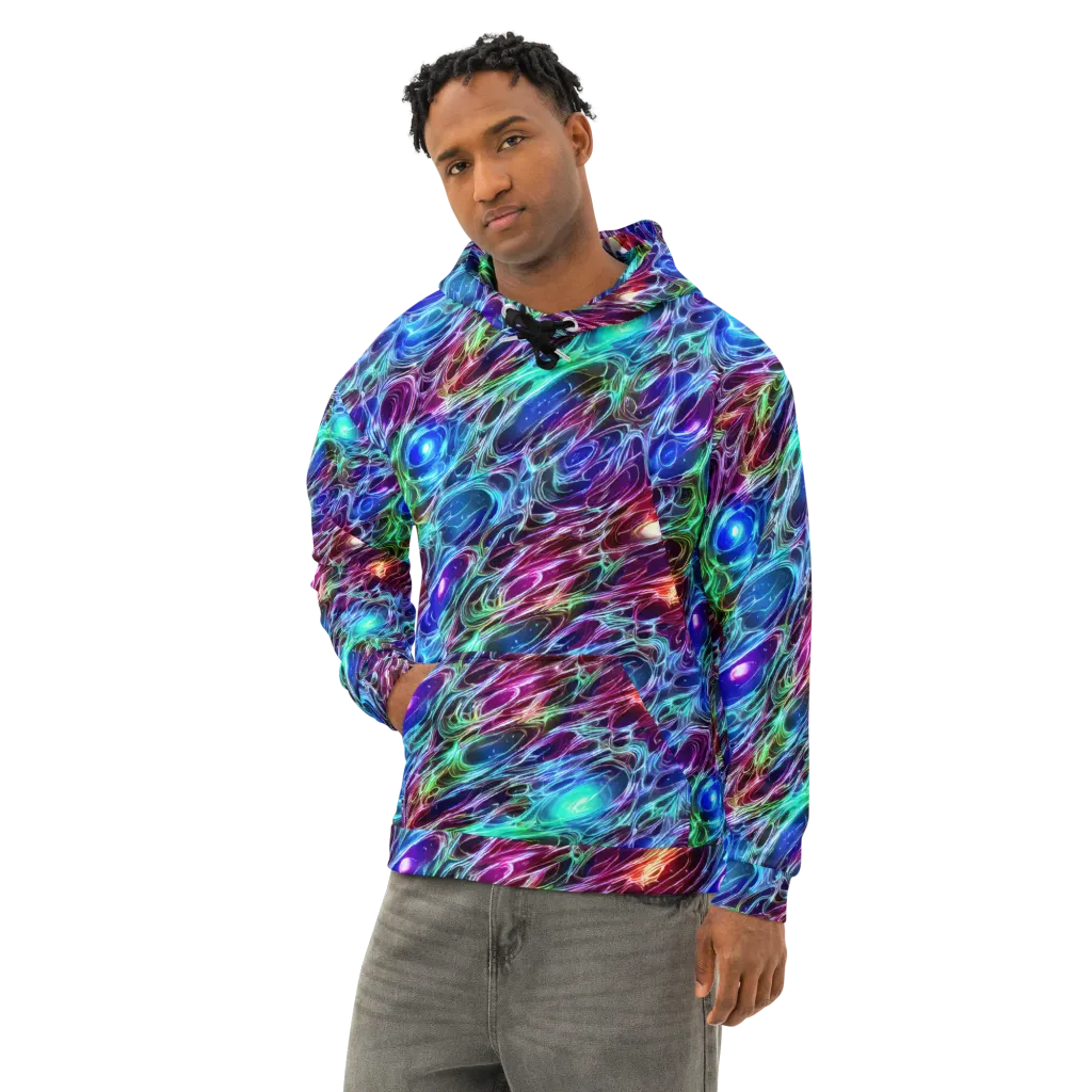 Electric Tides on Cotton Hoodie — Left Front