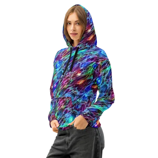 Electric Tides on a Cotton Hoodie