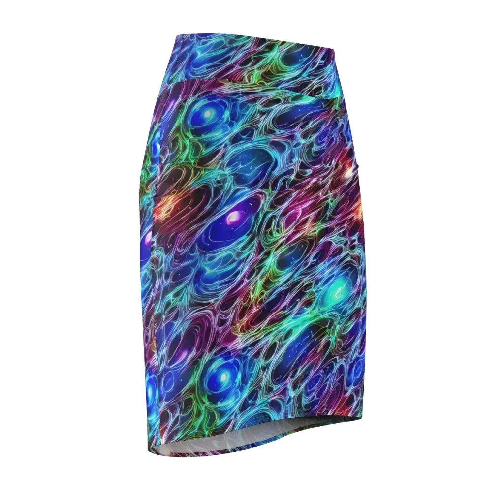 Electric Tides on Pencil Skirt — Front Side