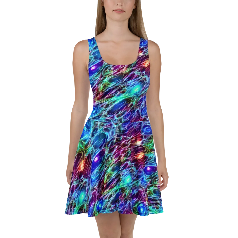 Electric Tides on Skater Dress — Front