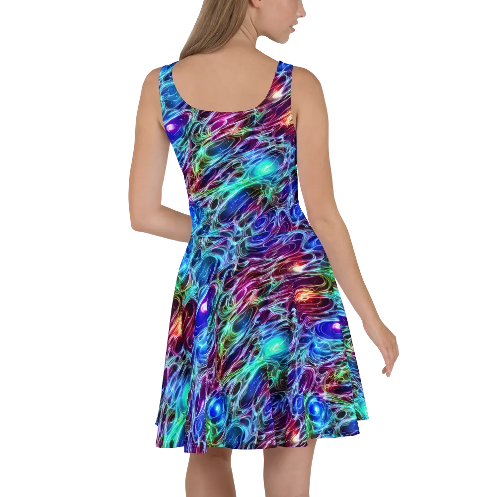 Electric Tides on Skater Dress — Back