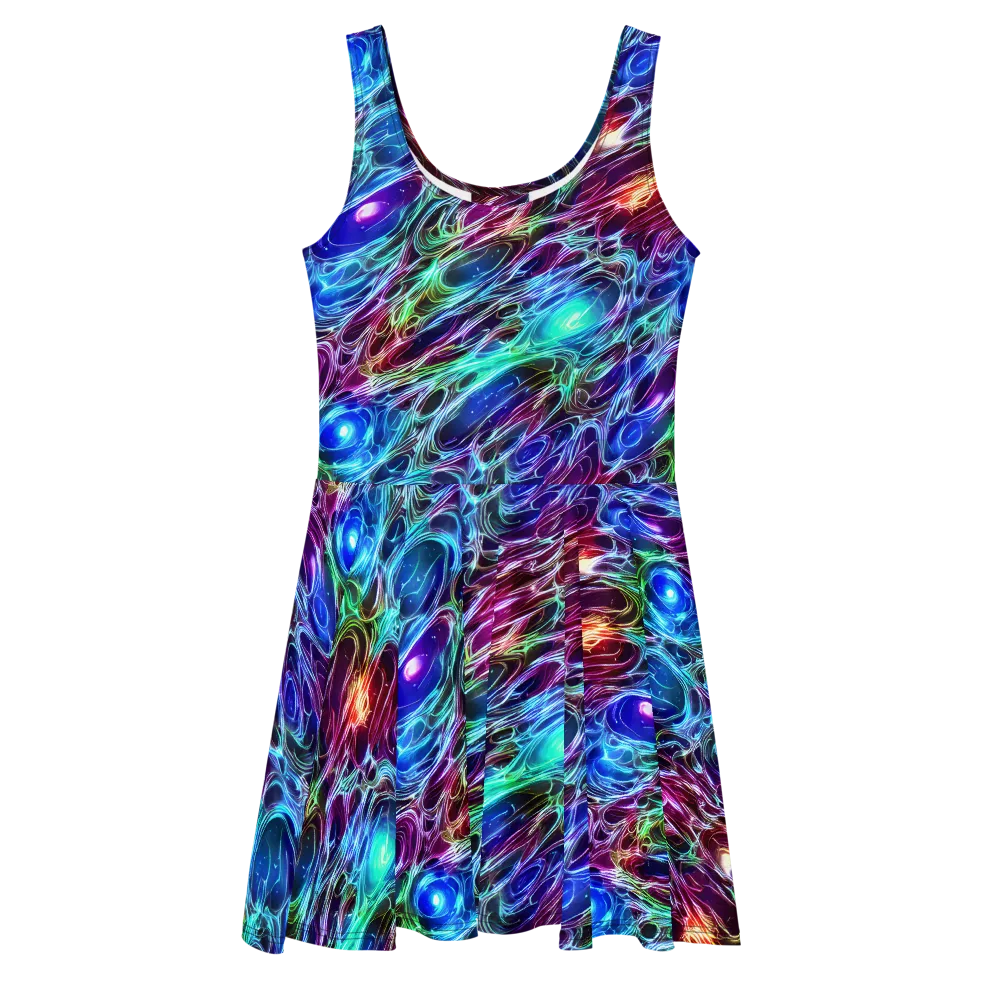 Electric Tides on Skater Dress — Front