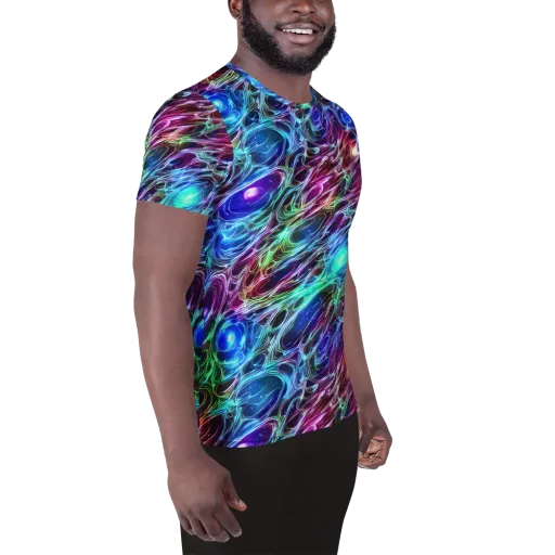 Electric Tides on a Men's Athletic T-Shirt