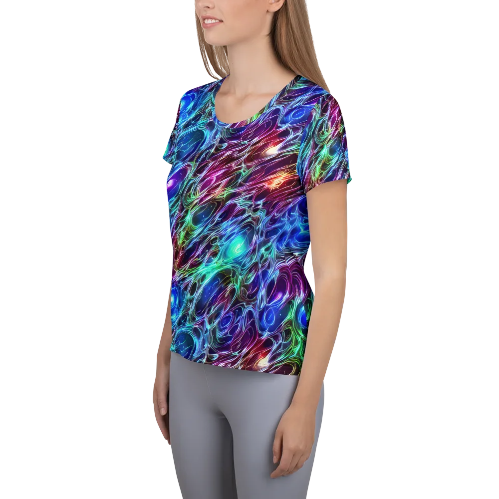 Electric Tides on Women's Athletic T-Shirt — Left