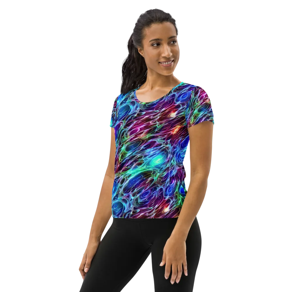 Electric Tides on Women's Athletic T-Shirt — Left