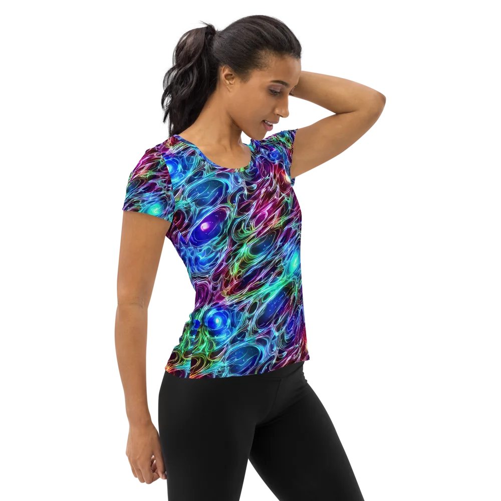 Electric Tides on Women's Athletic T-Shirt — Right